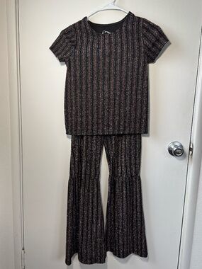 Target kid girls size large 10/12 matching top bottom set glittery, flare pants